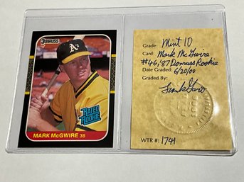 Mark McGwire 1987 Donruss Rated Rookie William Tell Research Graded 10