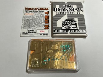 Cal Ripken Jr 23kt Gold Die-cut Card With Peridot Gem Birthstone