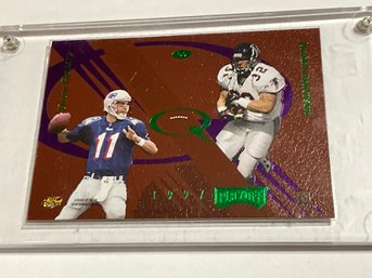 1997 Playoff Absolute Leather Quads Drew Bledsoe Jim Harbaugh Jackson Anderson