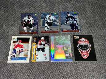 Hockey Card Lot With Belfour Hologram, Sample Card, Phone Card, French The Mask