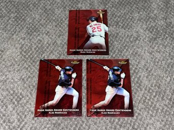 1999 Topps Finest A-Rod (x2) And McGwire Hank Aaron Award Contender Inserts