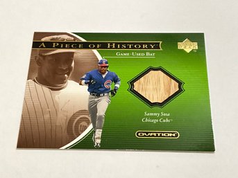 Sammy Sosa 2001 Upper Deck Ovation A Piece Of History Game-used Bat Card