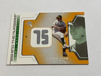 Barry Zito 2002 EX Behind The Numbers Game-worn Jersey Card