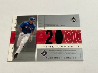 Alex Rodriguez 2002 Upper Deck Honor Roll Time Capsule Game-used Jersey Card