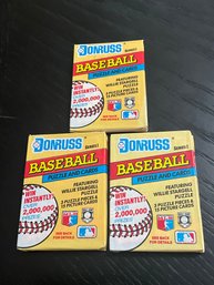 3 Unopened Donruss Baseball Packs