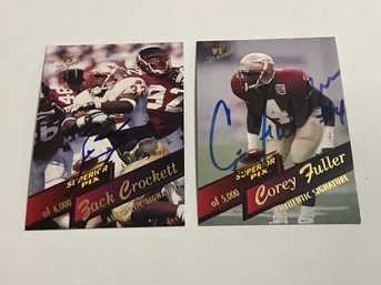 Corey Fuller And Zack Crockett 1995 Superior Pix Autographed Rookie Cards /5000 /6000