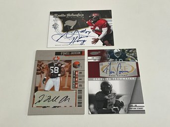 Autographed Cards Of Geno Hayes/399, Dan Conner And Dqwell Jackson
