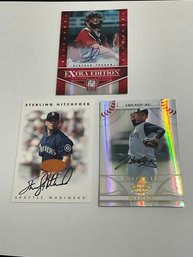 3 Autographed Baseball Cards Egbert /999, Trahan /597 & Sterling
