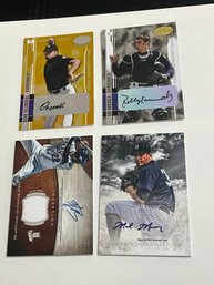 4 Autographed Baseball Cards Bonifacio (jersey) Montgomery, Villarreal /25,  & Hammock /400