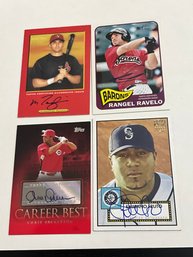 4 Autographed Baseball Cards Dickerson, Fruto, Ravelo & Rodriguez
