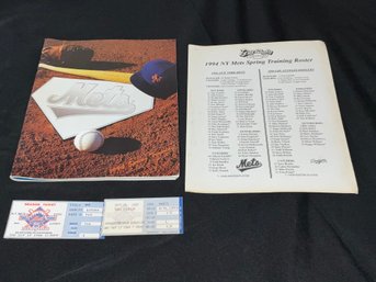 Doc Gooden, Mookie Wilson And Others Autographed 1994 Mets Spring Training Program Plus Tickets