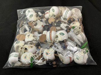 Bag Full Of Mini Helmets (Jets/Dolphins) And Baseball Players (Yankees/Mets) Chess & Checkers Pieces