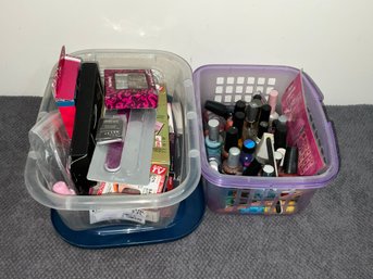 Group Of Nail Supplies, Files, Polish, Art Kits