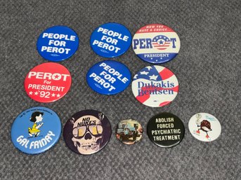 Group Of Vintage Political And Cartoon Pins