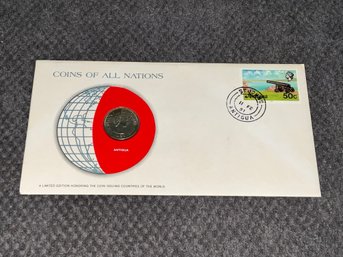 Antigua Coins Of All Nations Franklin Mint Coin & Stamp