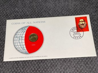 Gabon Coins Of All Nations Franklin Mint Coin & Stamp