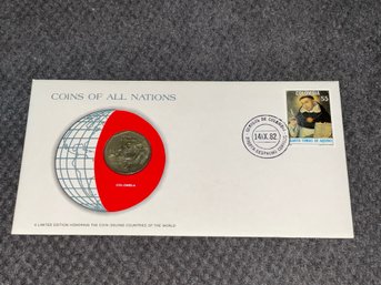 Colombia Coins Of All Nations Franklin Mint Coin & Stamp