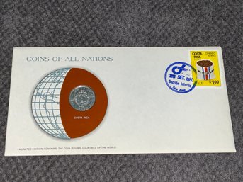 Costa Rica Coins Of All Nations Franklin Mint Coin & Stamp