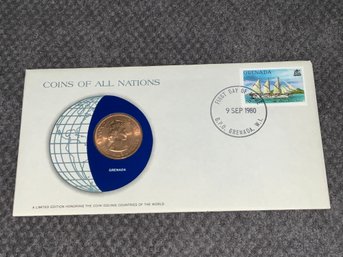 Grenada Coins Of All Nations Franklin Mint Coin & Stamp
