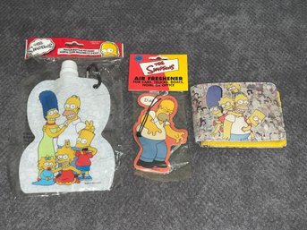 New Simspons Water Bottle Keychain & Homer Air Freshener Plus A Used Wallet