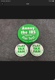Annoy The IRS Support Flat Tax Fan Political Pins
