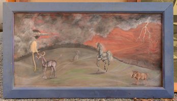 Surrealist Painting With Boar And Horse.