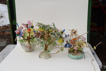 Four Glass Floral Lamps.