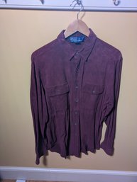 Ralph Lauren Maroon Suede Shirt, XL.