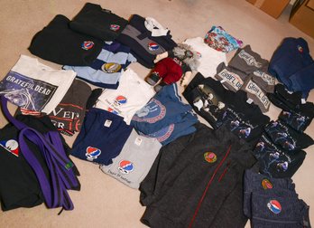 Group Of Grateful Dead T-Shirts, Sweat Shirts, Zip Up Jackets And Polo Shirts.