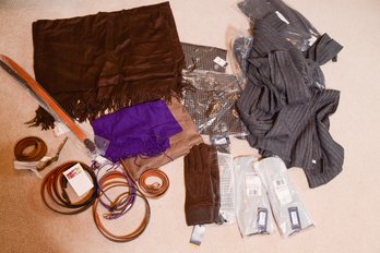 Leather Gloves, Cashmere, Wool Cashmere Blend Scarves, Shawls, Belts.