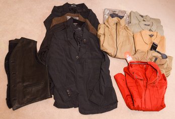 Group Of 12 Men's Lightweight Coast And Coach Leather Vest.