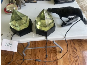Pair of Light Up Crystal Prism Table Lights
