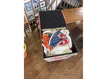 Upholstered Seat with Wood Bench and Wood Step Stool