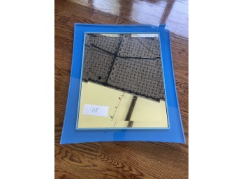 Beveled MIrror with Blue Clear Lucite Frame