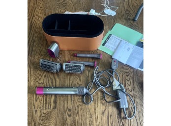 Dyson Hair Dryer with Five Attachments and Bottom of Case