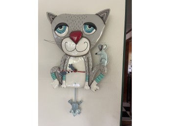 Cat Wall Clock with Mouse Pendulum
