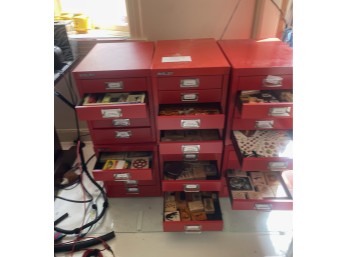 Six Bisley Small Files Filled with Stamps and Ink