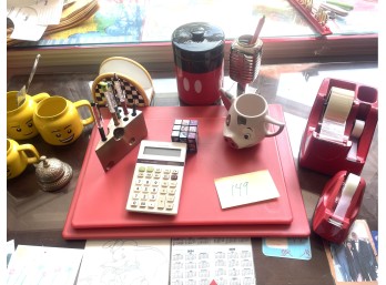 Group of Desk Items with Mackenzie Childs Letter Holder