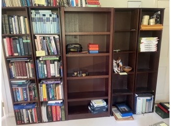 Five Wood Bookcases with Adjustable Shelves