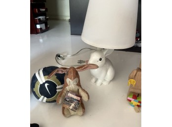 Ceramic Bunny Lamp with Stuff Velveteen Rabbit