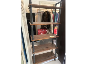 Wood and Metal Pipe Open Tall Shelf