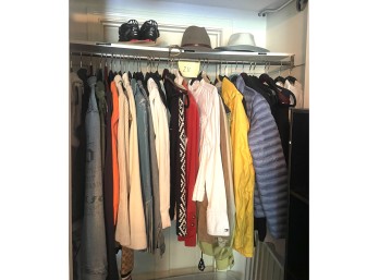 Large Group of Women's Jackets with Several Winter Scarves