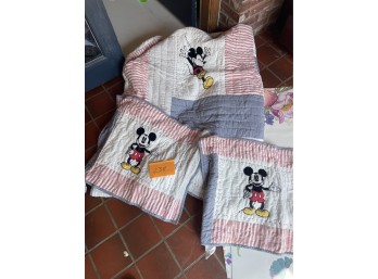 Pottery Barn Kids Twin Mickey Mouse Quilt and Two Pillow Shams