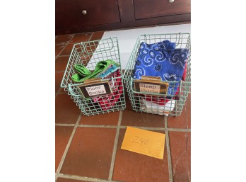 Two Storage Baskets with Group of Bandanas