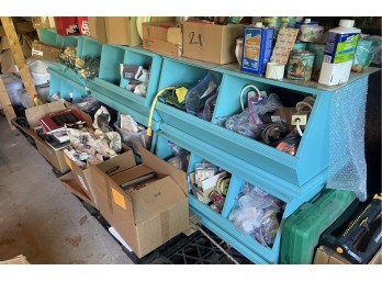 Six Blue Wood Stacking Storage Bins