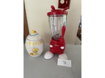Mickey Mouse Blender with Tweety Bird Lidded Ceramic Jar