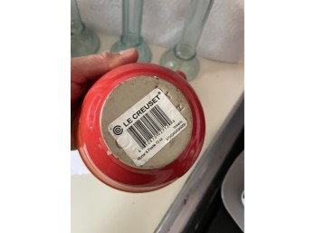 Cornishware Blue and White Porcelain Canister with Le Creuset Mortar and Pestle