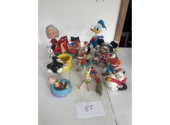 Large Group of Disney Figures Ceramic and Plastic