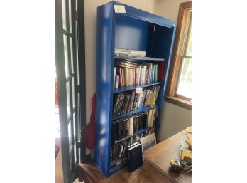 Blue Metal Bookshelf with Adjustable Shelves
