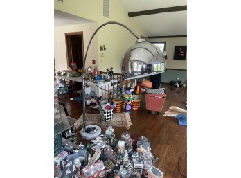 Large Silver Floor Lamp on White Marble Base